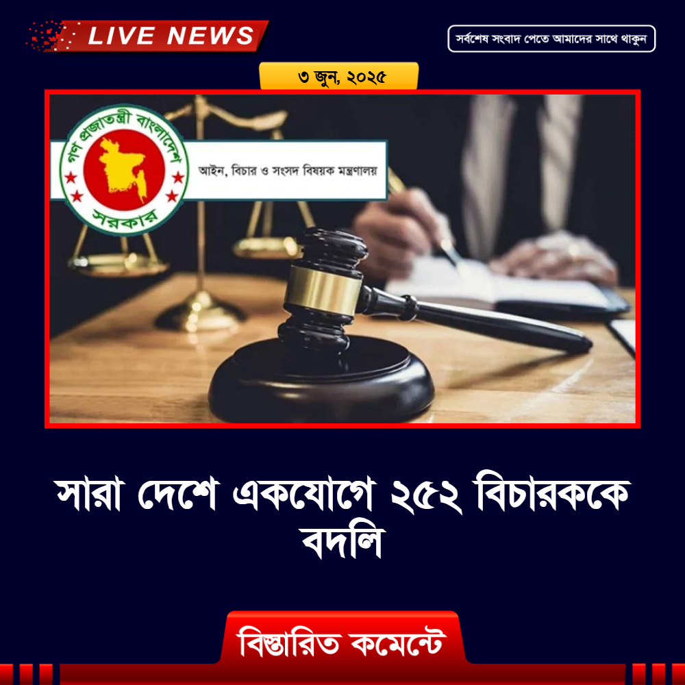 সারা দেশে একযোগে ২৫২ বিচারককে বদলি
